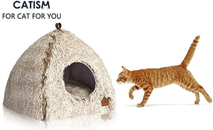 CATISM Pat pentru pisici Loc de dormit lavabil pentru pisici Peșteră pentru pisici Pernă de pluș pentru pisici Casă pentru pisici Pernă pufoasă pentru pisoi Pat pentru cățeluș Pat pentru animale de companie Cafea