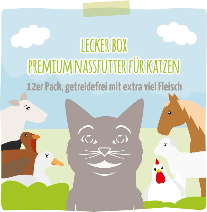 Mjamjam - Hrană umedă premium pentru pisici - Cutie delicioasă, 12 pachete (12 X 200 G), fără cereale cu extra carne