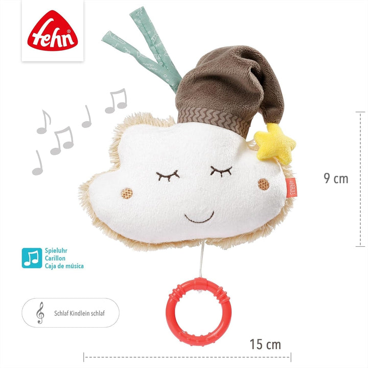 Fehn music box baby sleep aid cloud - jucărie de pluș cu melodie blândă de ajutor pentru somn "Schlaf Kindlein schlaf" - jucărie pentru copii pentru mers și acasă - jucărie muzicală pentru bebeluși și copii mici Jucarii Bebe Naty Shop