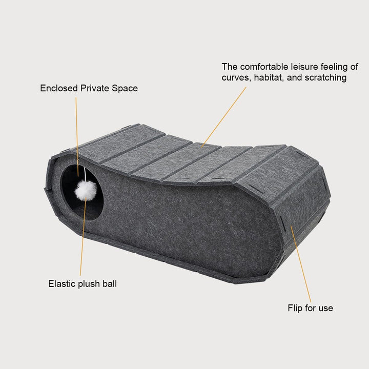 Pat pliabil pentru pisici Beowanzk – Peșteră interioară pentru ascuțirea ghearelor, odihnă, joacă, ascunzătoare acoperită