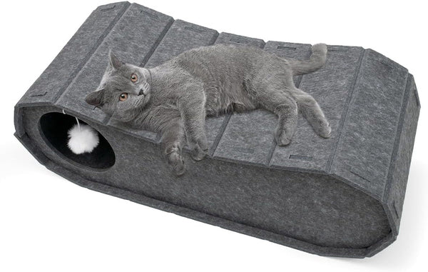 Pat pliabil pentru pisici Beowanzk – Peșteră interioară pentru ascuțirea ghearelor, odihnă, joacă, ascunzătoare acoperită