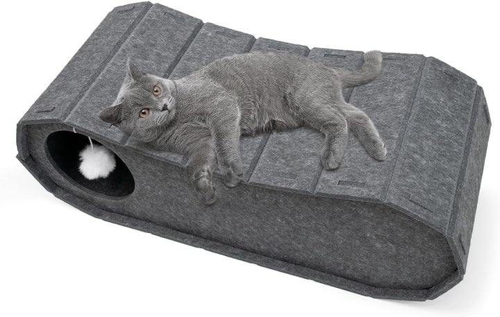Pat pliabil pentru pisici Beowanzk – Peșteră interioară pentru ascuțirea ghearelor, odihnă, joacă, ascunzătoare acoperită
