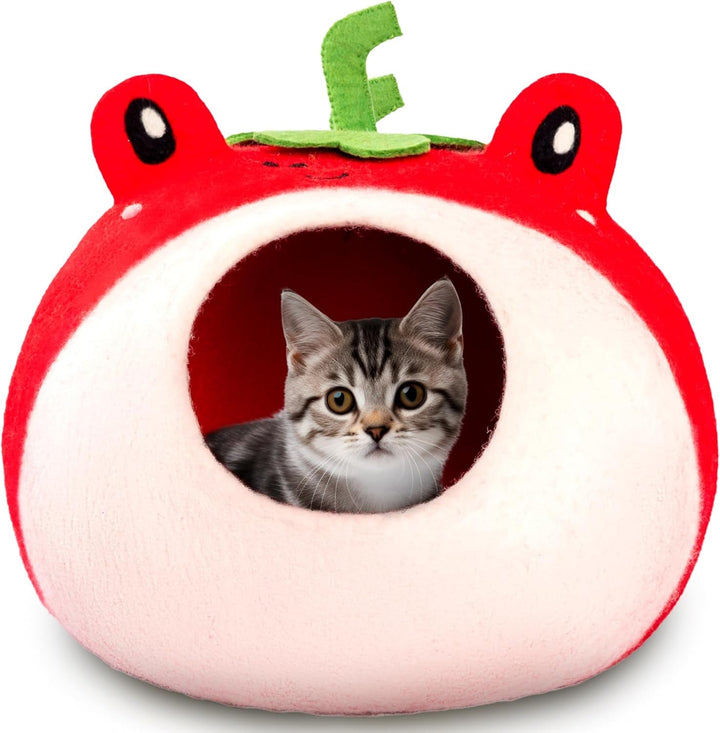 Woolygon - Seria Pisici Sălbatice - Peșteră pentru Pisici din Lână, Fabricată Manual din 100% Lână Merinos, Peșteră Ecologică din Fetru pentru Pisici și Pisici de Interior