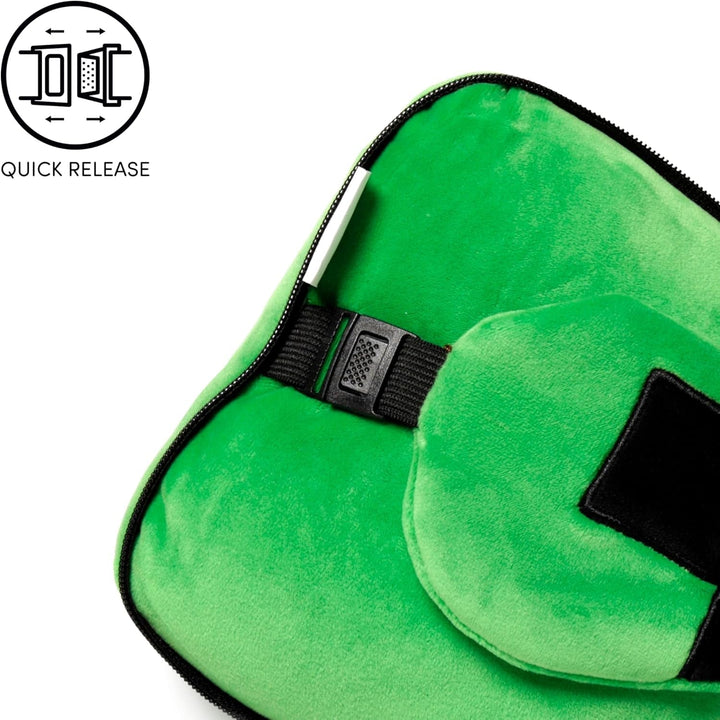 Puckator Relaxeazzz Minecraft Creeper pernă de călătorie din pluș și mască pentru ochi tetieră, pernă de dormit, pernă pentru gât, pernă de călătorie, mască de dormit, copii și adulți pentru mașină de călătorie, accesoriu pentru tren, avion Perne calatorie Naty Shop