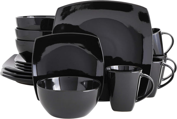 Set de veselă din ceramică cu smalț reactiv pentru 4 persoane, 16 bucăți Seturi vesela masa Naty Shop Negru Serviciu pentru 4 persoane (16 bucăți)