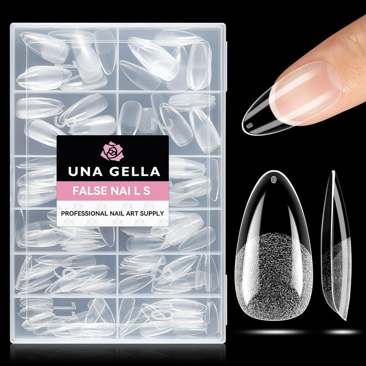Tipuri de unghii balerină pentru unghii cu gel, 216 bucăți, 12 mărimi, tipuri de unghii cu gel moale, acoperire completă, set pentru extensii de unghii, semi-mate, DIY, artă acasă