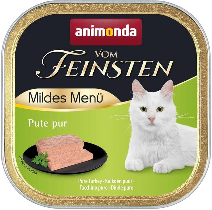 Animonda Vom Feinsten Mildes Menü Mild Variety (32 X 100G), Hrană umedă pentru pisici fără cereale, fără zahăr, Hrană pentru pisici ușor digerabilă cu carne de curcan