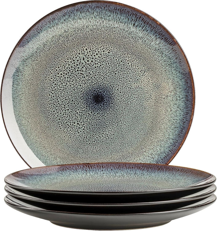 MÄSER 934100 Serie Teona, Keramik Geschirr Set Für 4 Personen Mit Grün-Brauner Reaktivglasur, 20-Teiliges Kombiservice in Modern Dezenten Coupe-Formen, Steinzeug Seturi vesela masa Naty Shop Speiseteller