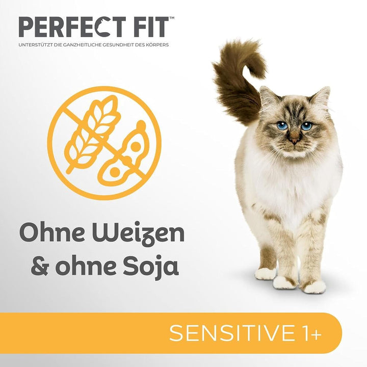 Perfect Fit Sensitive 1+ hrană umedă pentru pisici cu pui în sos, 12 pungi porție, 12X85G - Hrană umedă premium pentru pisici, Pentru pisici sensibile de la 1 an, Fără grâu și soia, Pentru susținerea digestiei