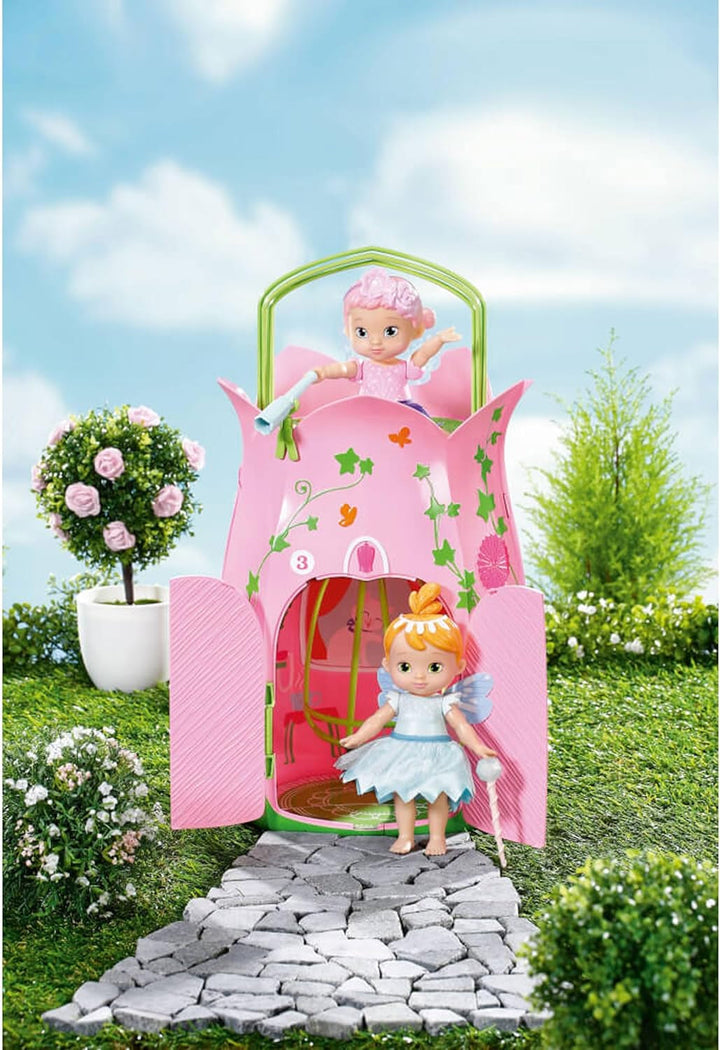 BABY Born Storybook Cottage, Casă de păpuși pliabilă pentru păpuși de 18 cm cu masă, șemineu, șezlong și telescop, roz verde, 833803 Zapf Creation Casute de papusi Naty Shop