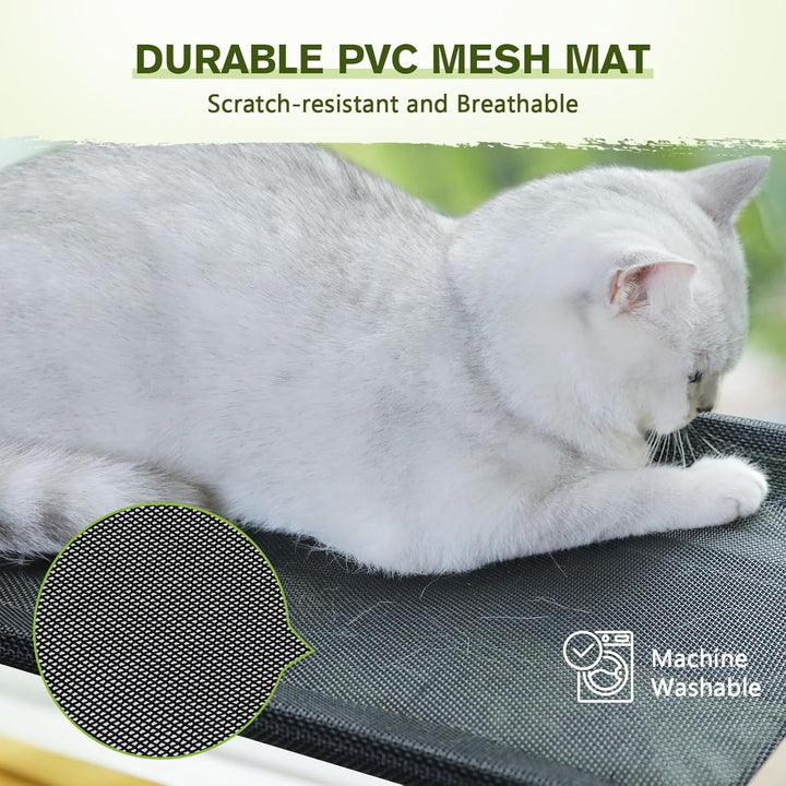 Scaune de fereastră pentru pisici (până la 15 kg), hamac tip șezlong pentru pisici din lemn masiv și metal, pervaz stabil, pat suspendat cu ventuză