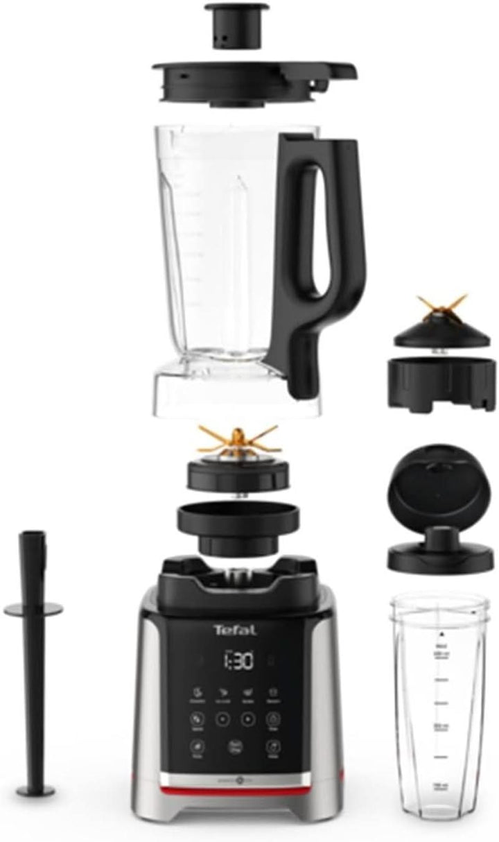 Tefal Infinymix Hochgeschwindigkeits-Standmixer, 5 Auto-Programme + Manuelle Einstellung, 2,6-L-Tritan-Behälter, Inkl. 600Ml Reisebecher/Stampfer/Rezeptheft, Silber, BL91HD31 Mama si Copilul Naty Shop