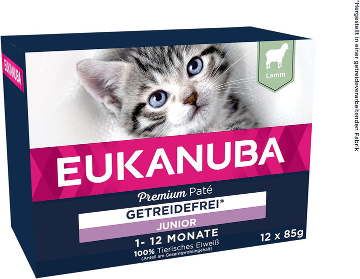 EUKANUBA Senior Cat Food Wet Grain Free - Hrană umedă premium cu mult somon pentru pisici în vârstă, 12 X 85 G