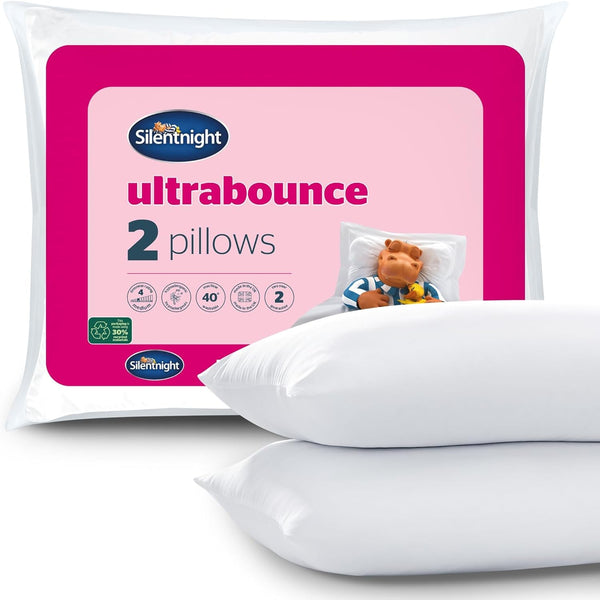 Pernă Silentnight Ultrabounce, alb, microfibră, alb, pachet de 2 Perne standard Naty Shop Pachet de 2