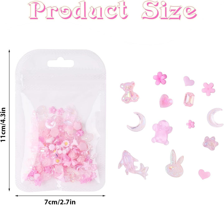 100 bucăți farmece pentru unghii cu fundă Y2K 3D rășină Camellia floare farmece pentru unghii Kawaii strasuri pentru unghii decorațiuni Nail Art, modele, accesorii DIY pentru artizanat (roz)