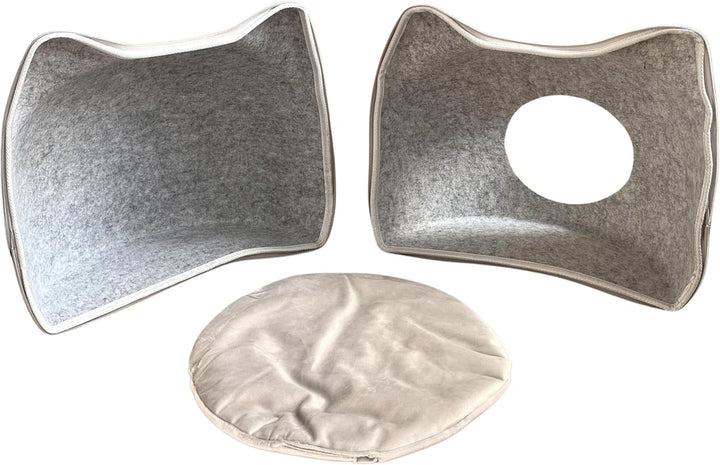 EL ÁTICO PETS Peșteră pentru pisici din fetru. Pat pentru pisici. Pat de odihnă. Pat pentru pisici. Peșteră și pernă pentru pisici incluse. Căsuță pentru pisici. Peșteră de relaxare pentru pisici. Iglu pentru pisici. Căsuță pentru pisici (Gri, Mare)