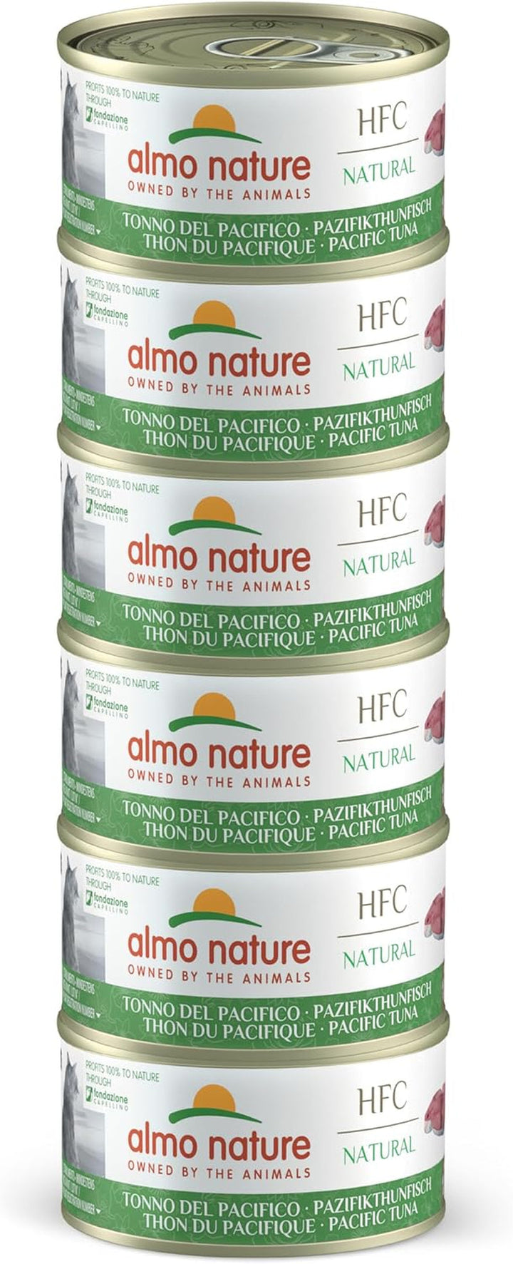 Almo Nature HFC Natural - Hrană umedă pentru pisici adulte - ton Pacific - grad uman, fără gluten și monoproteină - 6 X 70G