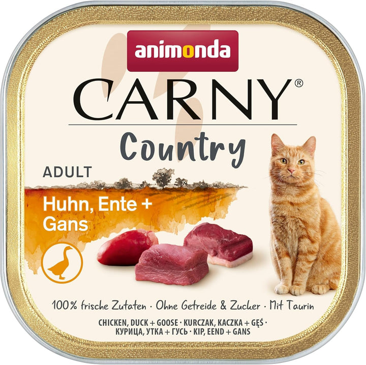 Carny Country Cat Food Wet Home Mix (6 X 100G), hrană umedă pentru pisici de la Animonda fără cereale și zahăr, cu ingrediente din carne proaspătă
