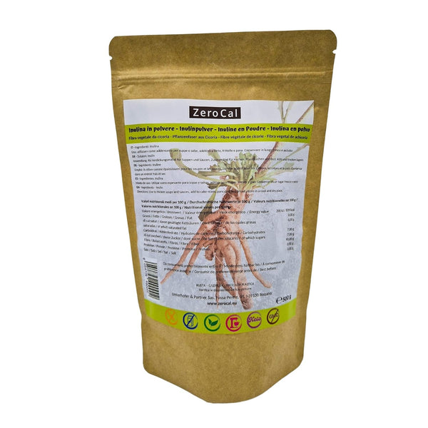 Zerocal - Inulin Pulver Aus Der Chicorée-Wurzel 500 G | Inulin Mit Hohem Ballaststoffgehalt |100% Vegan Und Glutenfrei |Herkunft Deutschland Indulcitori Naty Shop Default Title