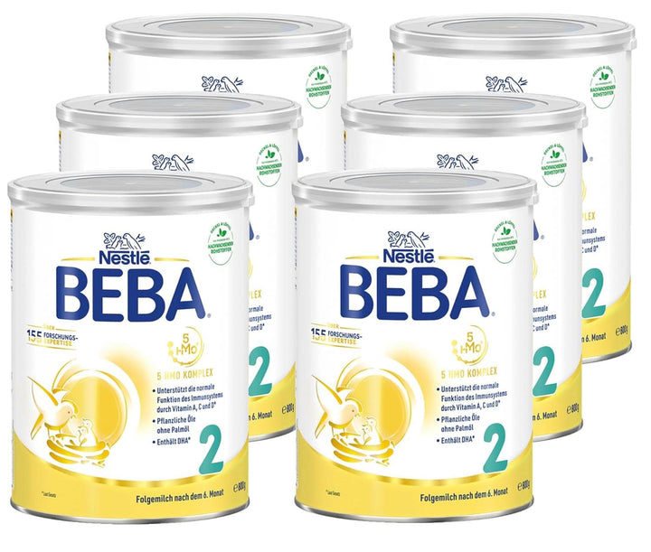 Nestle BEBA 2 Lapte praf de continuare după luna a 6-a, cu complex 5 HMO, numai lactoză, fără ulei de palmier, pachet de 3 (3 X 800G) Mama si Copilul Naty Shop Dupa luna 6-a 6 x 800 grame