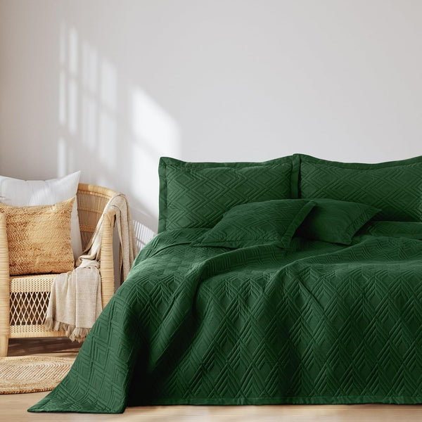 Ameliahome Cuvertură de pat 170X210 Cm Cuvertură de pat cu două fețe Ultrasonic Quilting Poliester Ophelia Dark Green Paturi si Cuverturi Besuche den AmeliaHome-Store Ophelia Verde închis 170X210 Cm