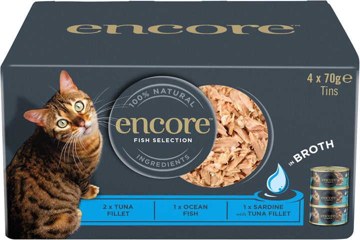 Encore Premium 100% Natural Hrană umedă la conservă pentru pisici cu sardine și file de ton - pachet de 16 X 70G