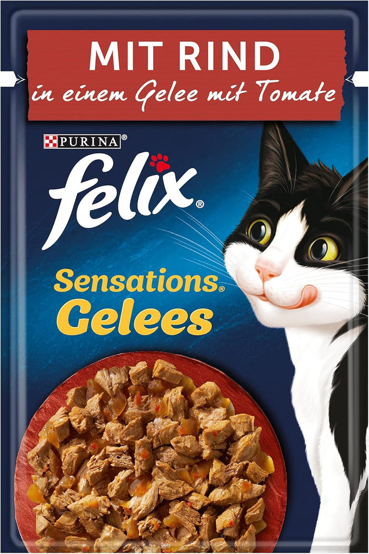 FELIX Sensations Jellies hrană pentru pisici umedă în jeleu, amestec variat, pachet de 6 (6 X 12 pungi a 85G)