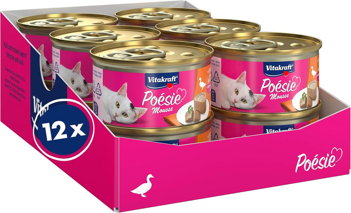 Vitakraft Poésie Mousse, hrană umedă pisică, mousse aeriană, cu carne de vită, fără zahăr adăugat și cereale (12X 85G)