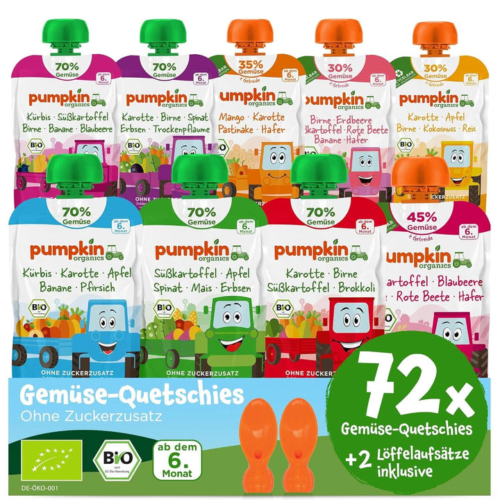 Pumpkin Organics 24Pack, piure de legume organice, fără zahăr adăugat, pentru bebeluși de la 6 luni, 24 x 100 grame Mama si Copilul Naty Shop 72 x 100 grame
