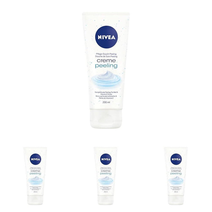 NIVEA Creme Peeling, exfoliant de corp hrănitor cu particule fine și vitamina E, 200 ml Duș și baie Naty Shop Set 4 x 200 grame