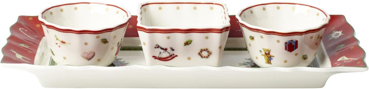 Villeroy & Boch – Toy'S Delight Dip Set 4 Teilig, Servierplatte Mit Schälchen, Dipschälchen Set, Weihnachten, Tischdekoration Toys, Serviertablett, Schalen, Weihnachtsdeko Innen, Premium Porzellan Seturi vesela masa Naty Shop Weiß / Bunt Dip Set 4-Teiliges Set