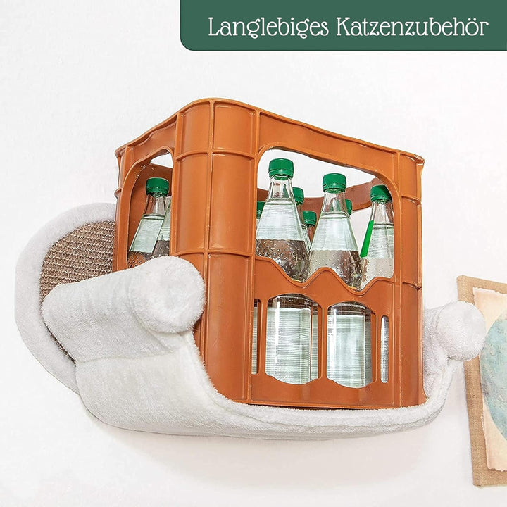 Hamac pentru pisici Pfotenolymp® Până la 10 kg | Montare pe perete | Stabilitate ridicată | Ore întregi de distracție cu zgârieturile | Igienic și ușor de întreținut | Ecologic | Asamblare ușoară