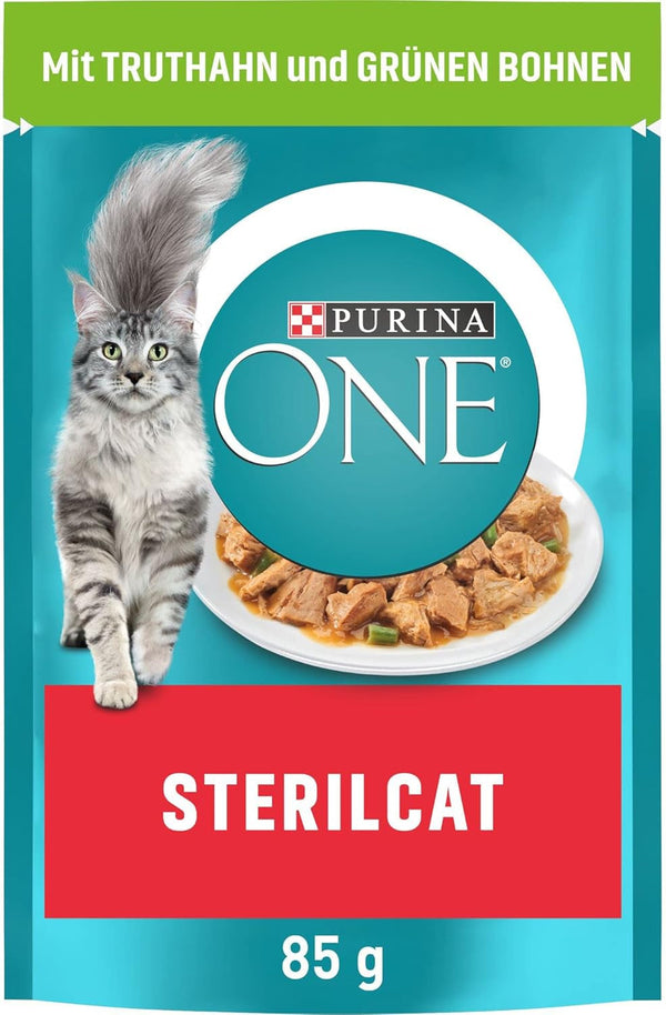PURINA ONE STERILCAT Hrană umedă pentru pisici, bucăți fragede în sos pentru pisici sterilizate, cu curcan, pachet de 26 (26 X 85G)