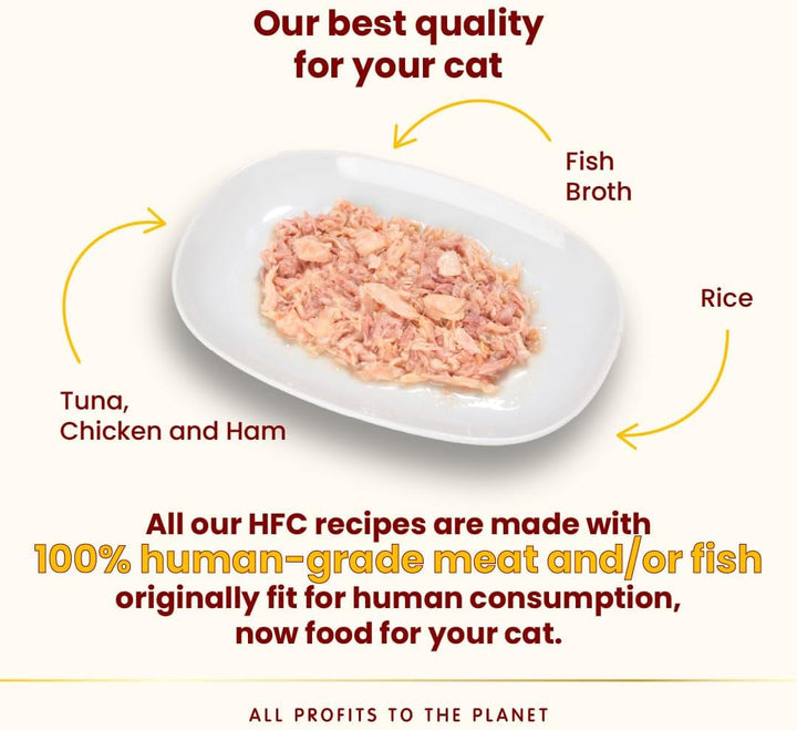 Almo Nature HFC Natural Light Meal - ton, pui și șuncă - hrană umedă pentru pisici adulte: 4 pachete a câte 50 g