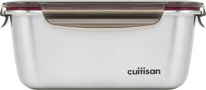 CANDL Cuitisan (Flora) borcan de depozitare a alimentelor din oțel inoxidabil cu capac cu clip, dreptunghiular, potrivit pentru cuptor cu microunde + cuptor, borcan de depozitare, EC7-SS10 2800ml Cutii depozitare alimente Naty Shop 22,0Cm X 15,7Cm X 9,5Cm / 1800Ml