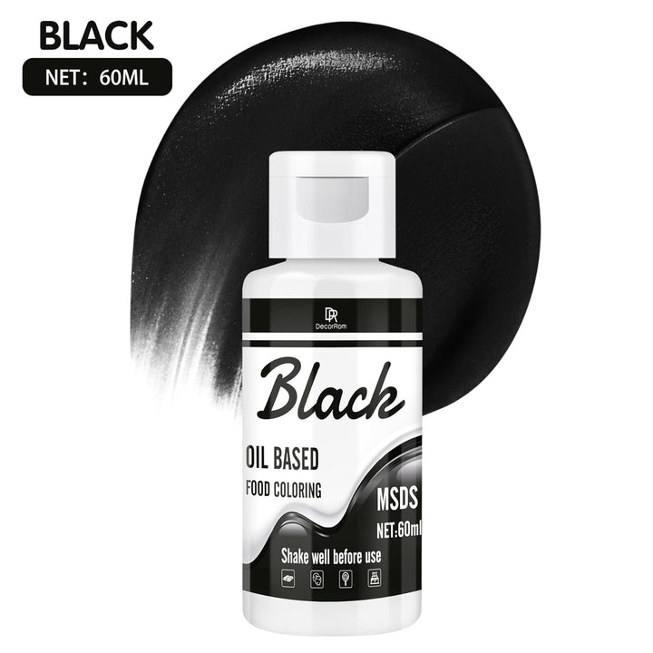Fettlösliche Lebensmittelfarbe Für Schokolade - 60Ml Ölbasis Lebensmittelfarben Für Fondant, Torten Dekoration, Backen - Flüssige Food Coloring Für Kakaobutter, Buttercream, Kuchen (Schwarz) Naty Shop