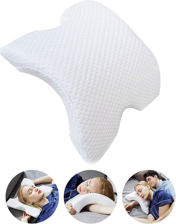 MINGZE Multifuncțional Memory Foam Pillow Neck Pillow Foam, Bow U-Shaped Neck Pillow, Slow Rebound Sleeping Pillow Rebound Pressure Pillow, Pillow Ice Silk for Hand And Neck Protection Perne ortopedice cervicale Naty Shop Alb