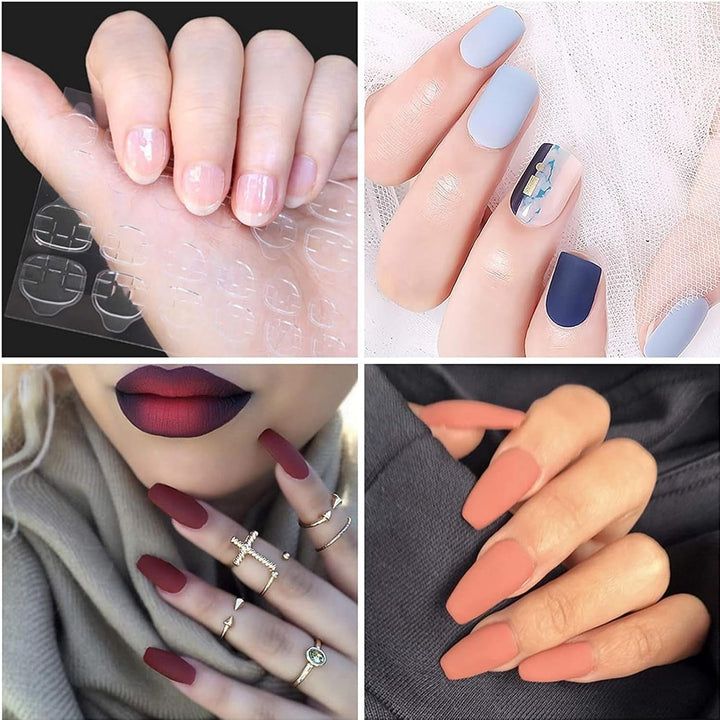 100 de șabloane pentru unghii, șabloane de modelare, autoadezive, cu 4 foi de tampoane adezive transparente pentru unghii și 3 pile de unghii, accesorii pentru extensii de unghii cu gel, pentru unghii artificiale