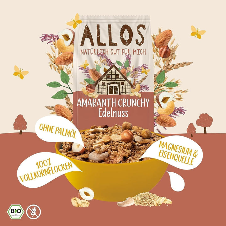 ALLOS Amaranth Crunchy Nobleuss | Muesli organic Nut Ovăz Cereale pentru micul Cereale Naty Shop
