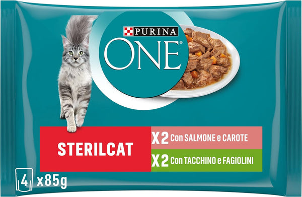 Purina One Sterilcat Filellini in Sauce, hrană sterilizată pentru pisici, somon și curcan, 48 pungi à 85 G