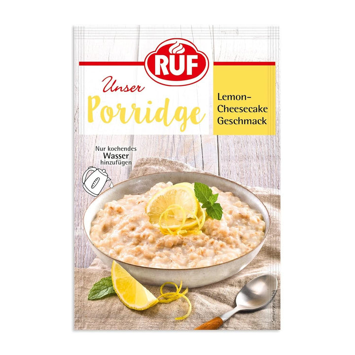 RUF Porridge Raspberry White Choc, Porridge instant cu bucăți de zmeură și ciocolată albă rasă, 65 de grame Cereale Naty Shop 65 grame Cheesecake Lamâie