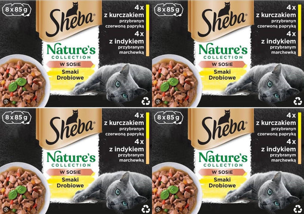 Sheba Nature`S Collection in Sauce - Cea mai fină hrană umedă pentru pisici în bol - Poultry Variation - 32 X 85G