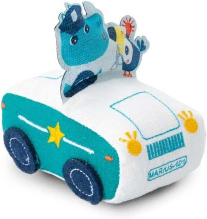 Lilliputiens - Mașina cu fricțiune Marius Rinocerul - Jucărie muzicală și senzorială - Încurajează abilitățile motorii, imaginația și creativitatea copiilor mici - Jucărie de învățare timpurie - De la 18 luni -83440 Jucarii Bebe Naty Shop Marius