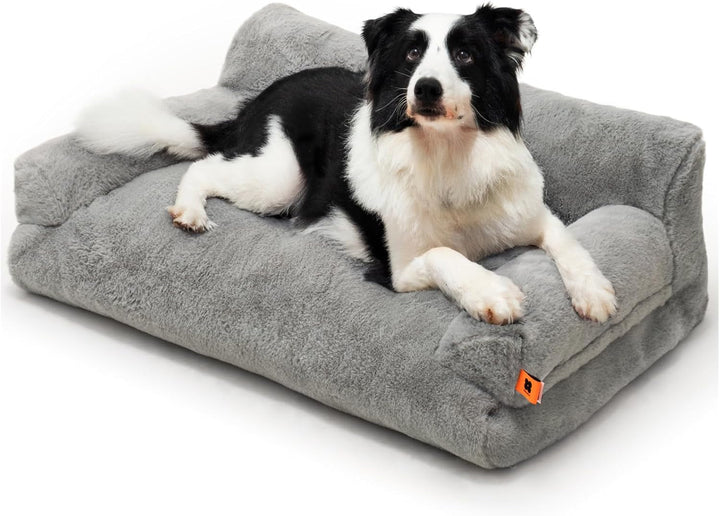 MEWOOFUN Pat pentru pisici, Canapea pufoasă și moale pentru pisici, Canapea extensibilă pentru câini/pisici de talie medie și mică, Pat drăguț pentru pisici cu fund antiderapant (Gri închis, L 66 x l 48 x Î 33 cm)