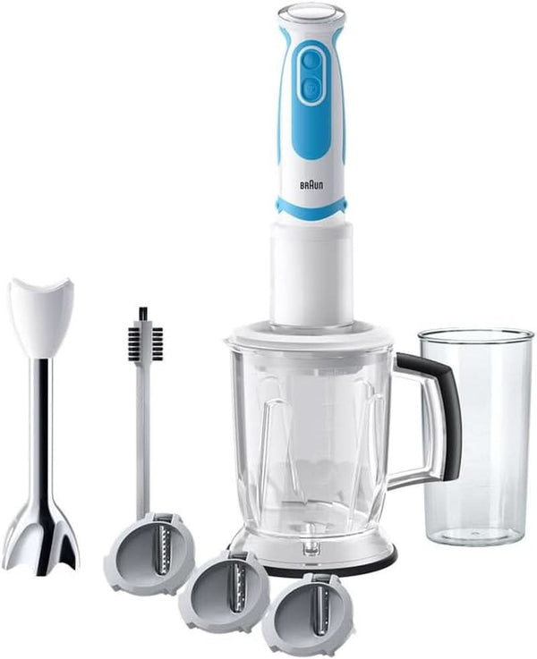 Braun Stabmixer MQ 5260WHBL Stabmixer – Multiquick 5 Vario Pürierstab Mit Edelstahl Mixfuß Und Spiralschneider, 1000 Watt, Inkl. Umfangreiches Zubehör-Set, Weiß/Blau Mama si Copilul Naty Shop Inkl. Spiralschneider Mq5260 Stabmixer Inkl. Sprialschneider Weiß/Blau