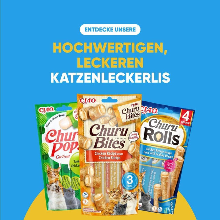 INABA Churu Rolls fără subproduse cu 59% carne de pui Tratează pisicile, fără cereale, fără zahăr, perfecte pentru ascunderea comprimatelor, brânzoaice moi și suculente pentru pisici 40G