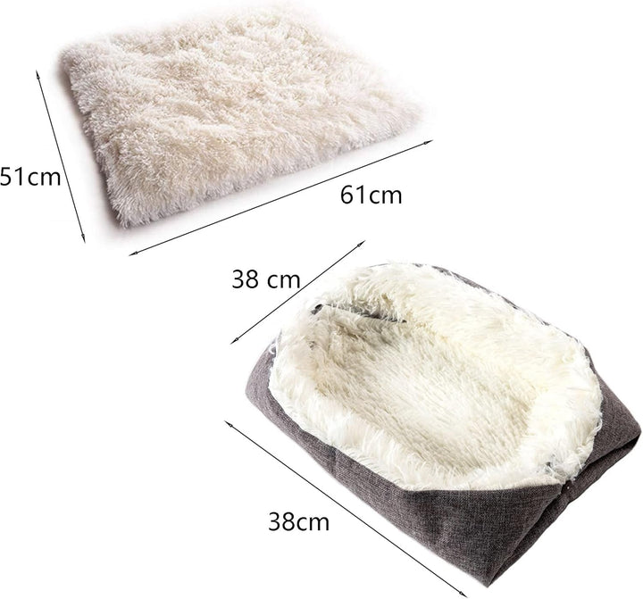Pat pentru pisici, pat lavabil din pluș pentru pisici și câini mici, sac de dormit 2 în 1 pentru pisici, pernă caldă pentru pisici, pătură lavabilă pentru pisici, pat cuib lavabil pentru pisici, potrivit pentru uscător, (NC890)