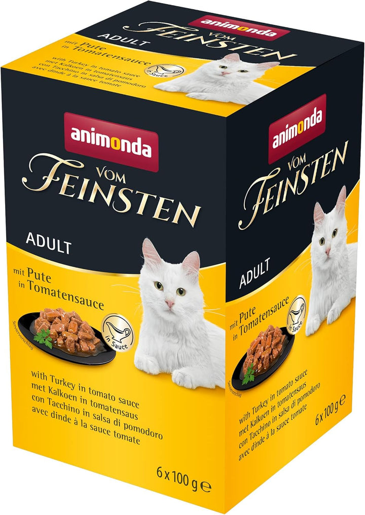 Animonda Vom Feinsten Adult Sauce Variety (32 X 100 G), hrană umedă pentru pisici adulte, hrană pentru pisici fără cereale și zahăr, bucăți fragede într-un sos delicios