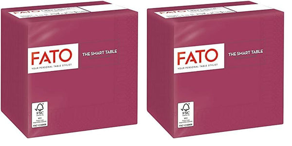 - Șervețele de hârtie de unică folosință, Ideale pentru aperitive și cocktailuri, Pachet de 100 șervețele, Dimensiune 24X24, 4 straturi, 2 straturi, Culoare Bordeaux, 100% hârtie din celuloză pură, certificat Fsc