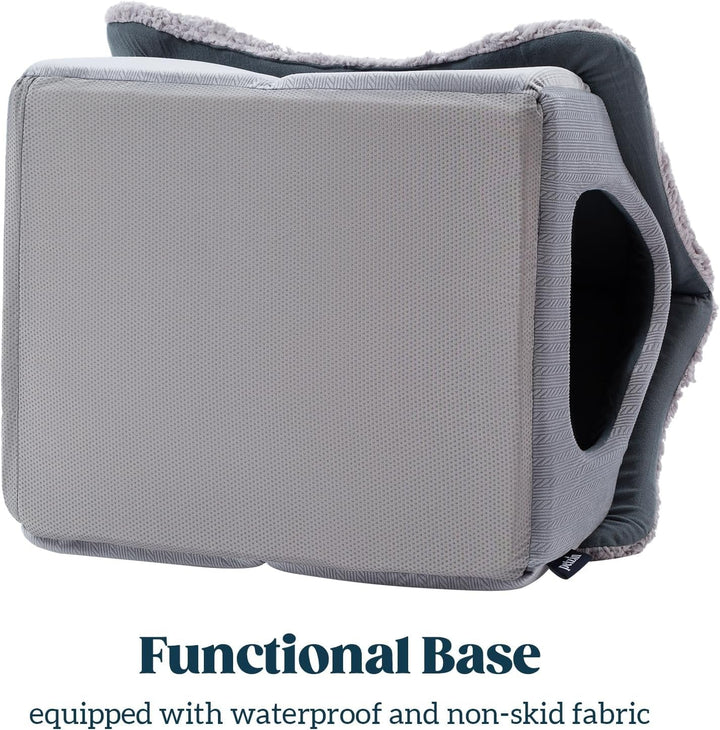 Căsuță pentru pisici mari - Căsuță de interior pentru pisici cu spumă detașabilă și covoraș de spălare cu două fețe - Peșteră acoperită ca refugiu pentru pisoi și animale mici